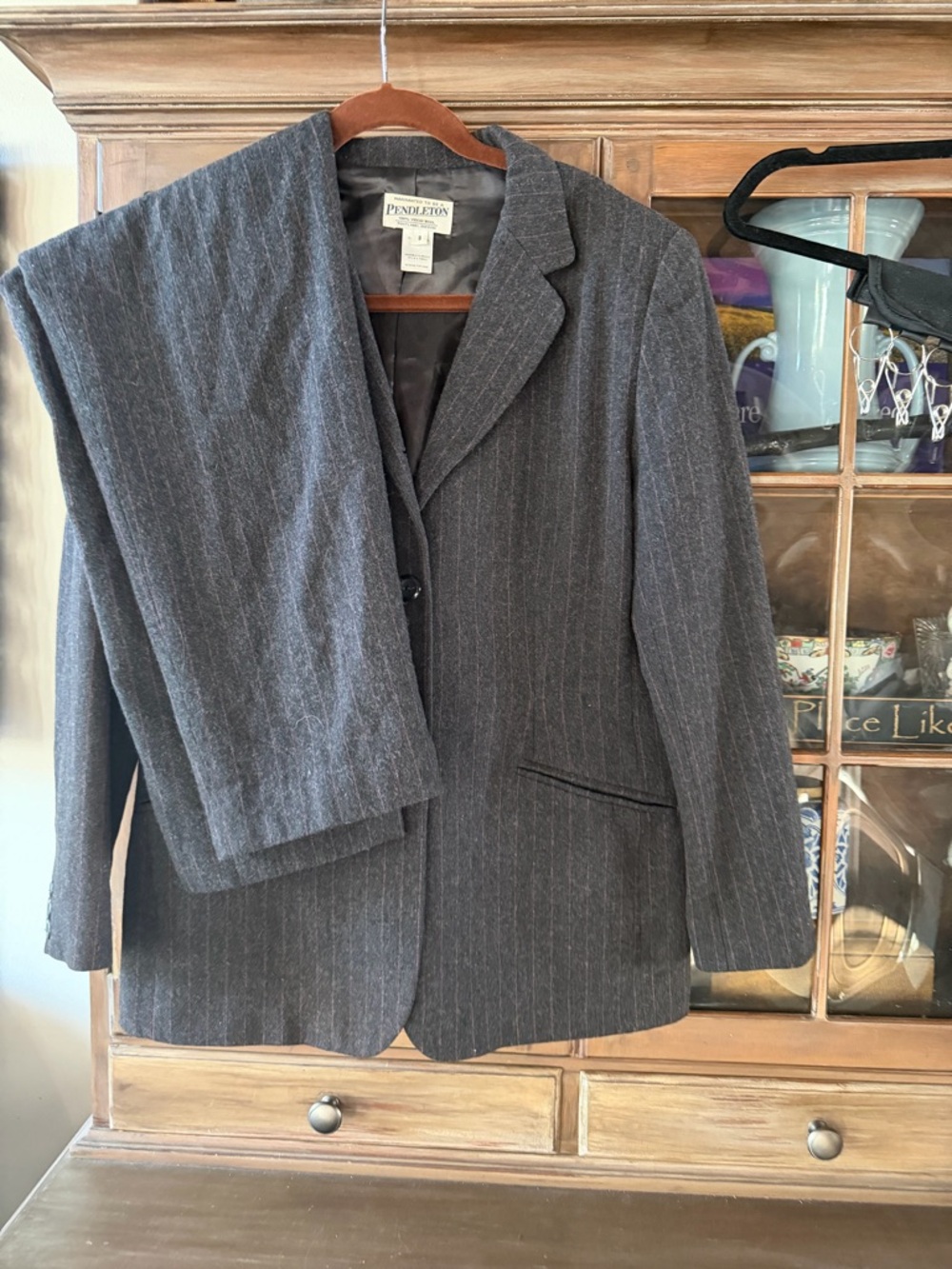 Pendleton Charcoal Gray Pinstripe Suit Jacket and Slacks